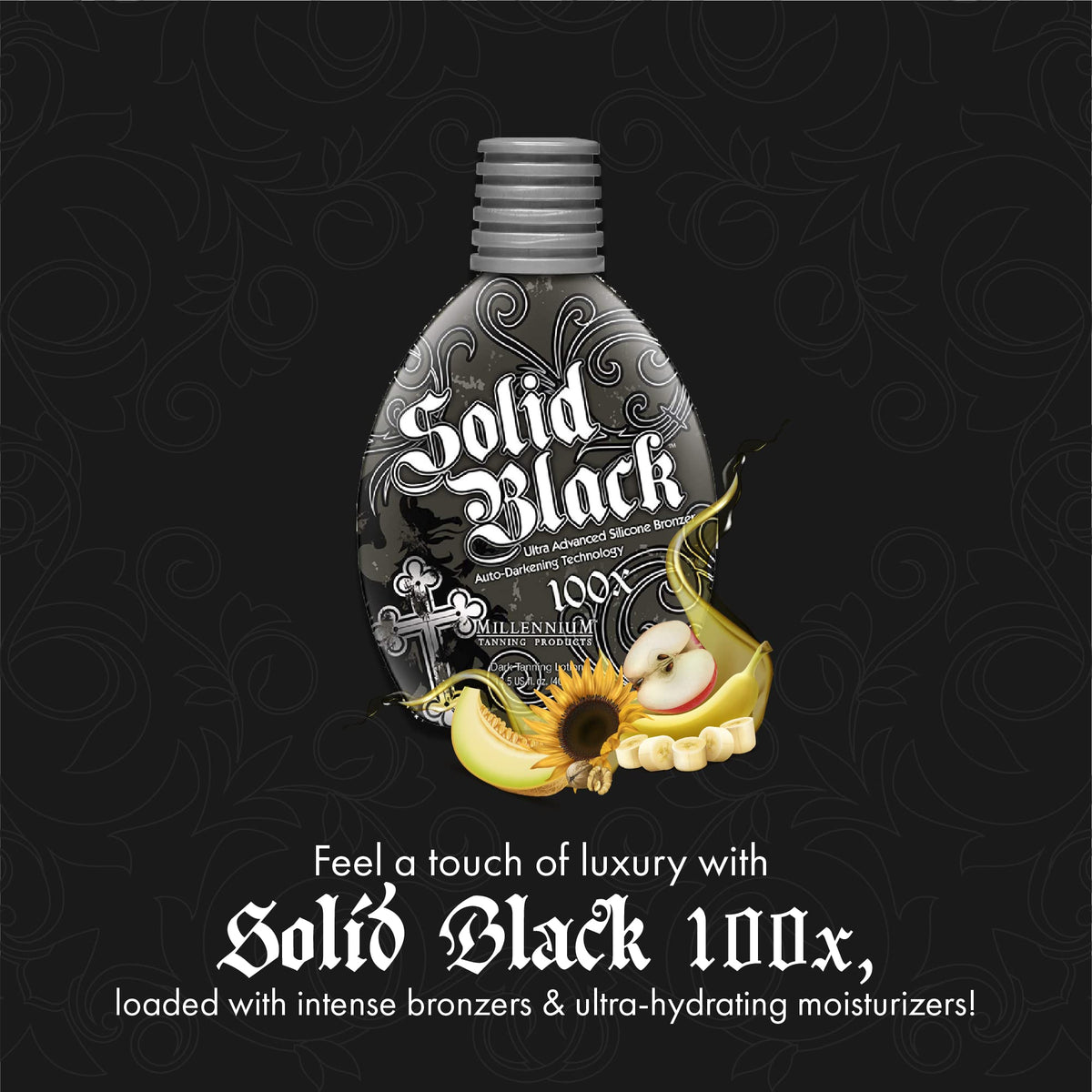 Lotion Millennium Tanning SOLID BLACK 100X 400 ml avec texture