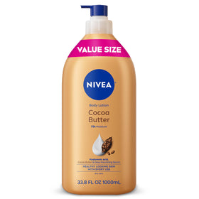 Lotion NIVEA Beurre de Cacao 1L vue avant avec pompe