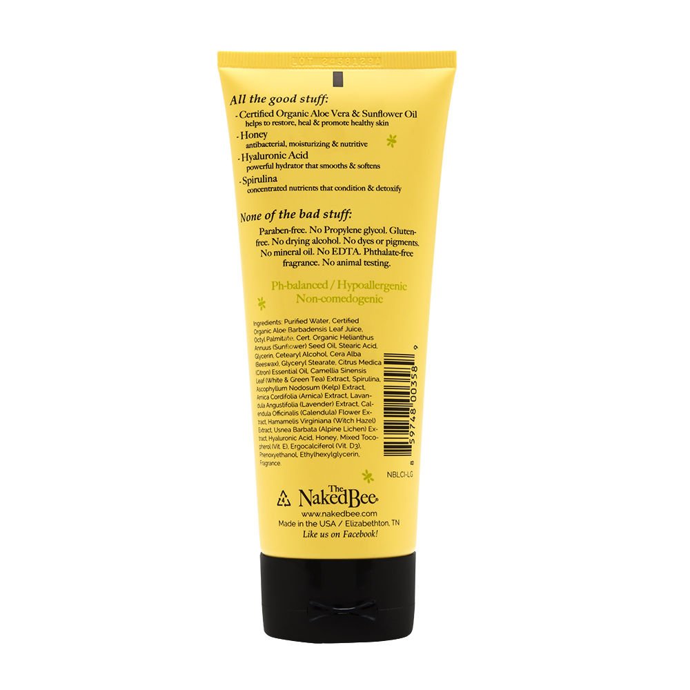 Lotion nourrissante corps The Naked Bee 200 ml avec texture crémeuse sur une main