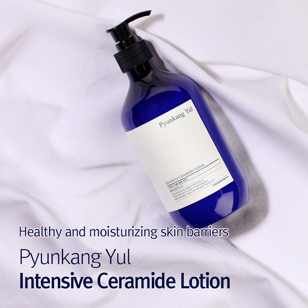 Lotion Pyunkang Yul et flacon avec étiquette claire