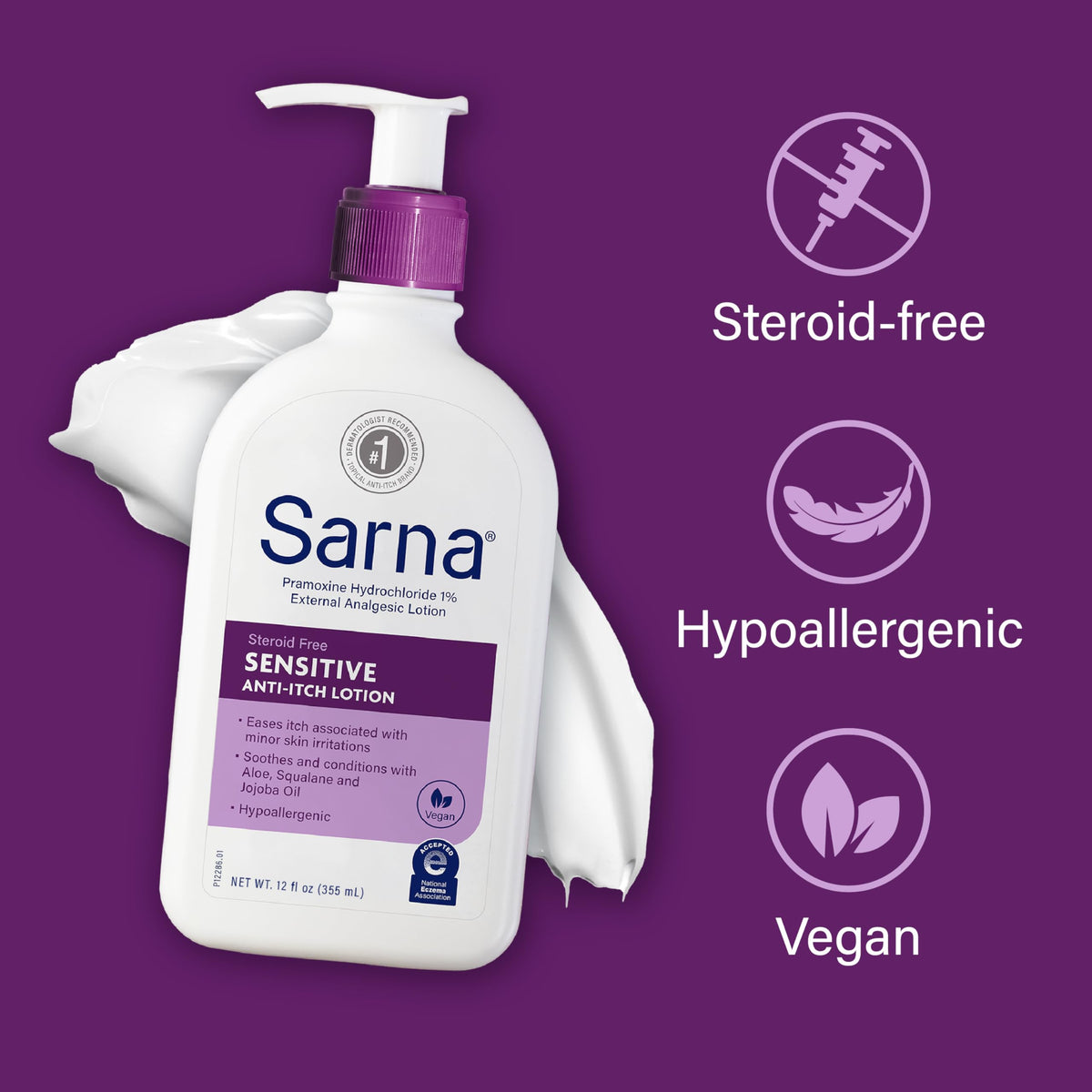 Lotion Sarna Sensitive dans un cadre de salle de bain