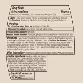 Lotion solaire Aveeno avec étiquette indiquant SPF 60