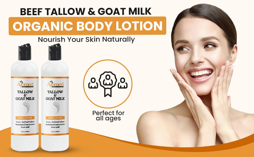 Lotion Tallow & Lait de Chèvre avec un fond de fleurs