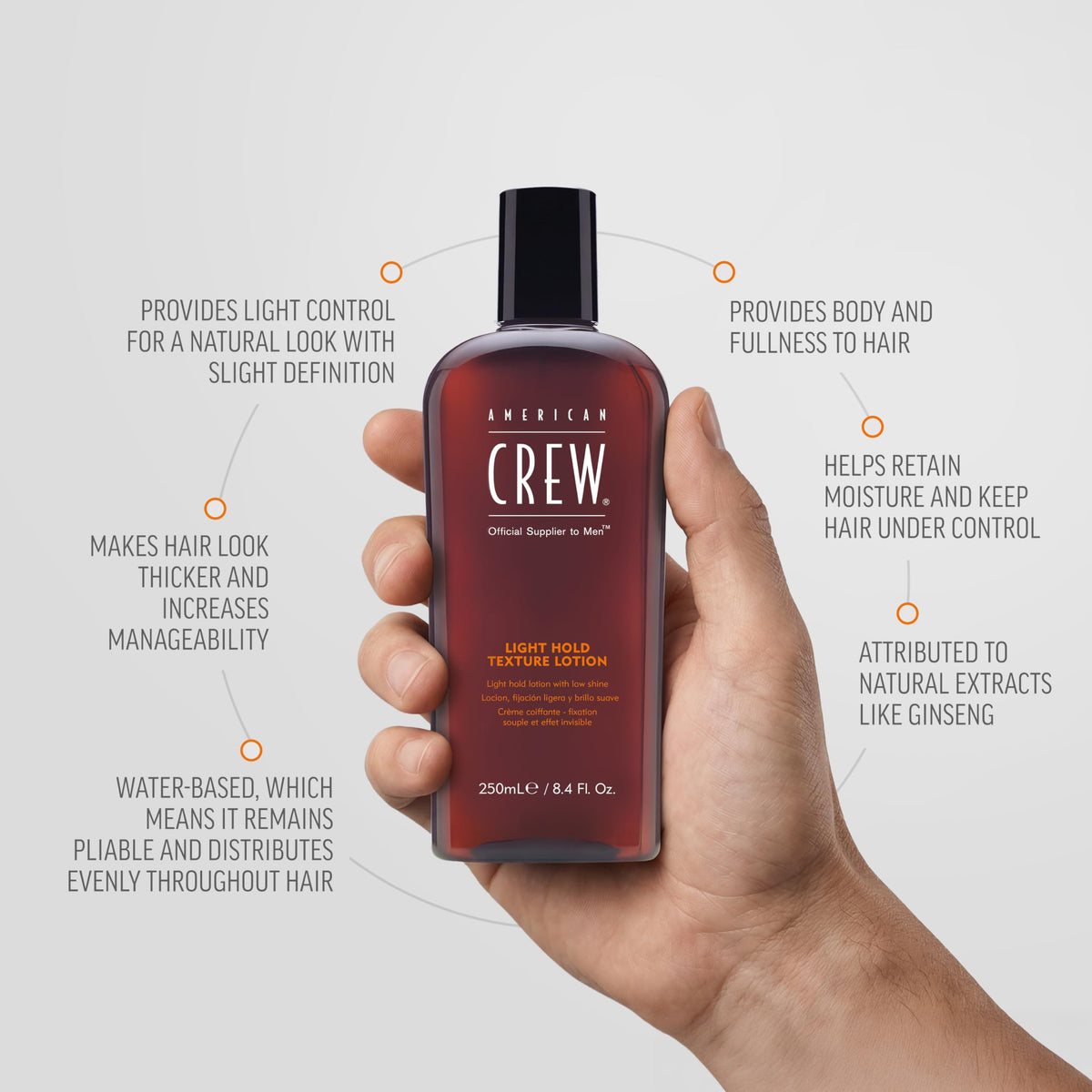 Lotion Texturisante Légère AMERICAN CREW application sur cheveux