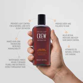 Lotion Texturisante Légère AMERICAN CREW application sur cheveux