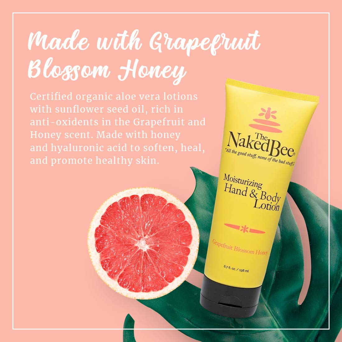Lotion The Naked Bee au miel et fleur de pamplemousse, étiquette et ingrédients