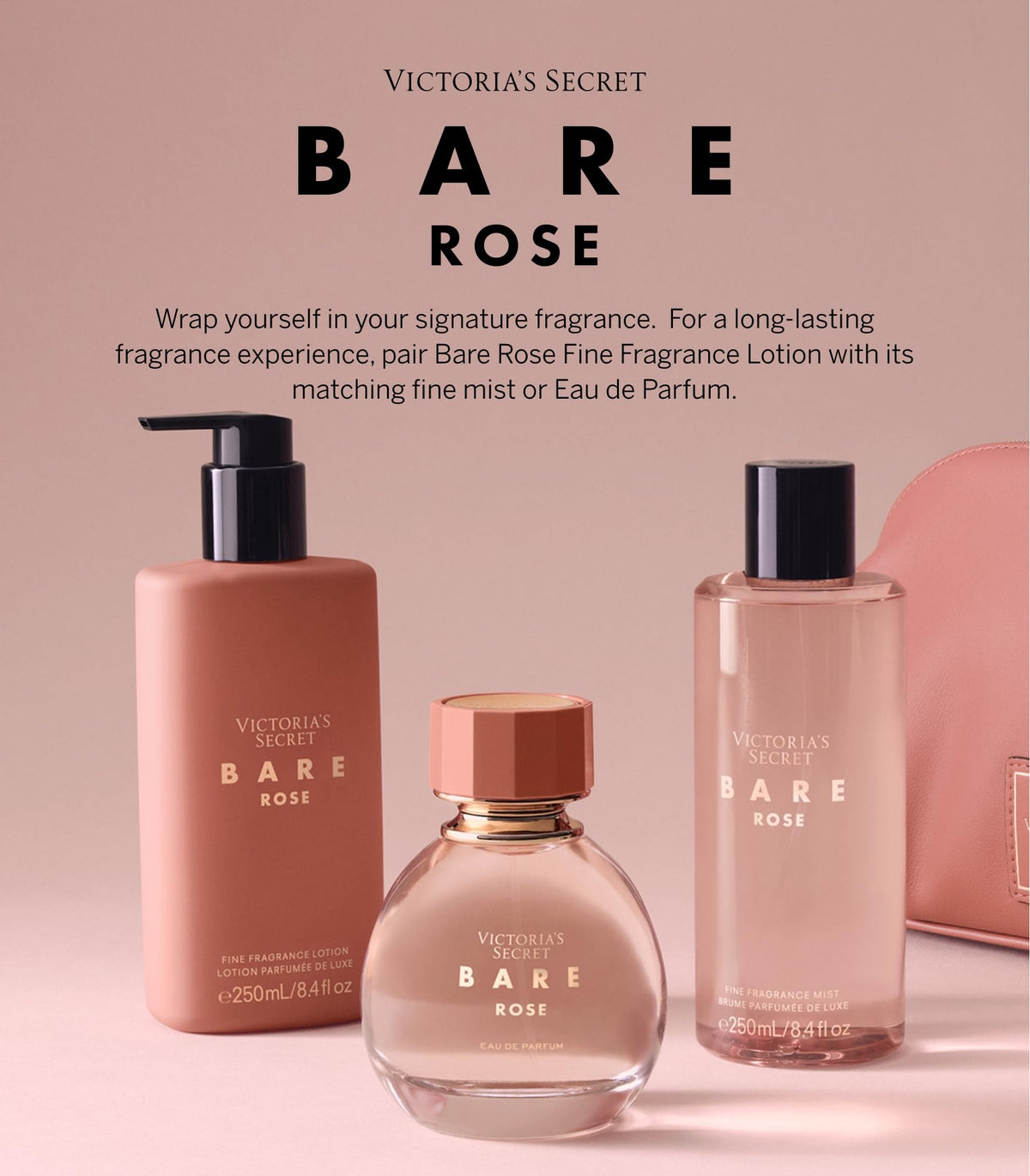 Lotion Victoria's Secret Bare Rose à côté de fleurs