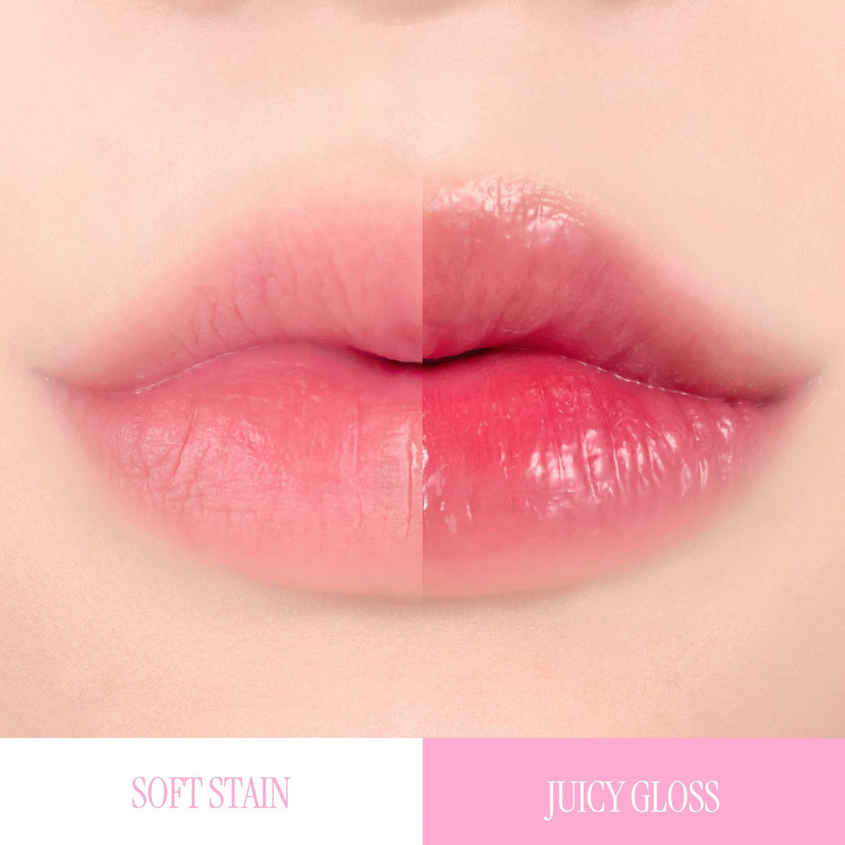LOVB LOVB Pudding Glow Lip Stain 01 RED BERRY application sur les lèvres