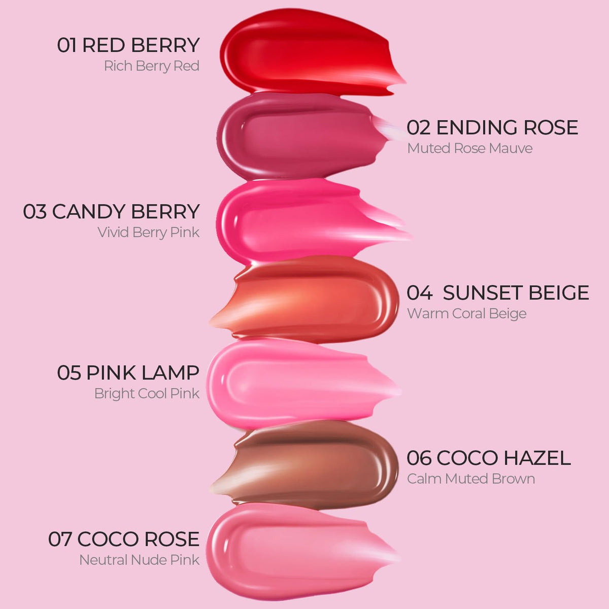 LOVB LOVB Pudding Glow Lip Stain 01 RED BERRY avec d'autres produits de maquillage