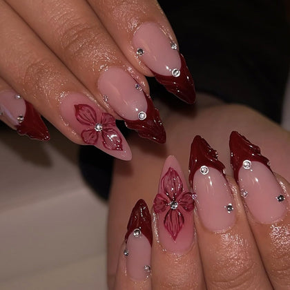 LPOODDNU Faux Ongles Pressés Amande 24 Pcs Design Floral
