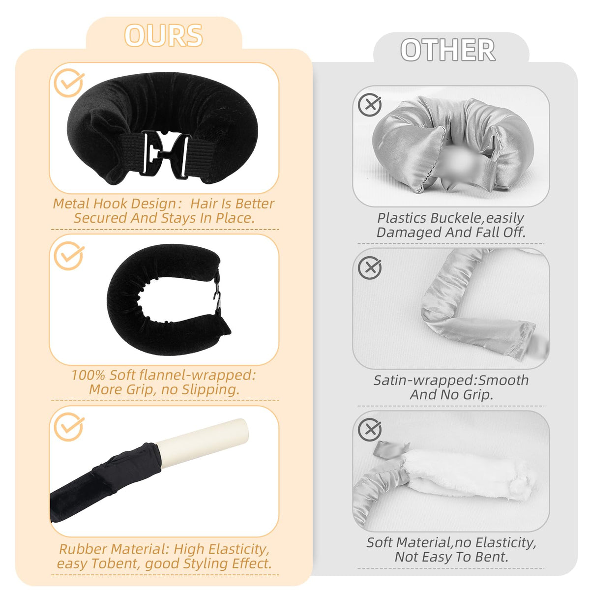 Luckybear Big Curlers sans chaleur - présentation des 3 baguettes flexibles