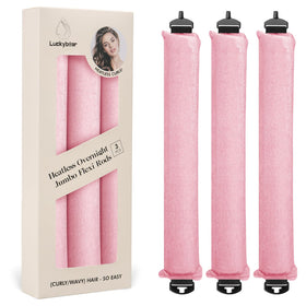 Luckybear Big Curlers sans chaleur - vue avant en satin rose