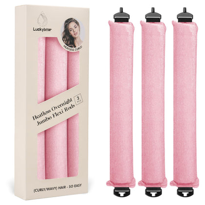Luckybear Big Curlers sans chaleur - vue avant en satin rose