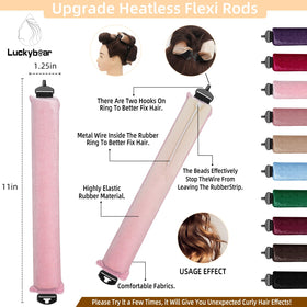Luckybear Big Curlers sans chaleur - vue latérale avec texture en velours