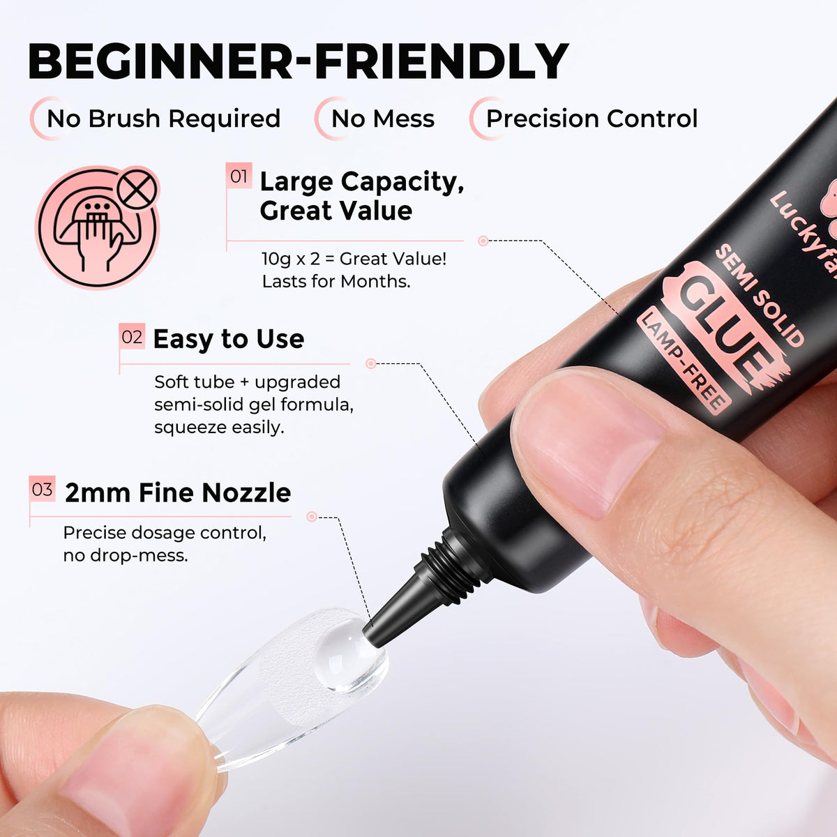 Luckyfairy colle à ongles application sur ongles pressés