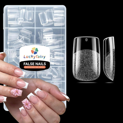 Luckyfairy faux ongles carrés courts gel souple, vue avant