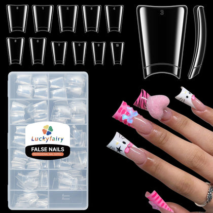 Luckyfairy Faux Ongles Duck 504 Pcs en gel transparent, vue avant