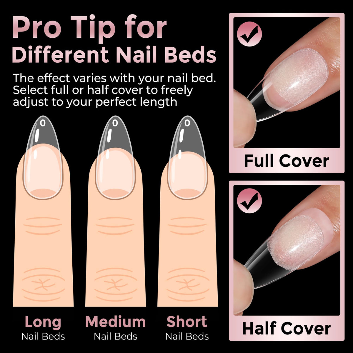 Luckyfairy tips d'ongles en gel souple appliqués sur des ongles