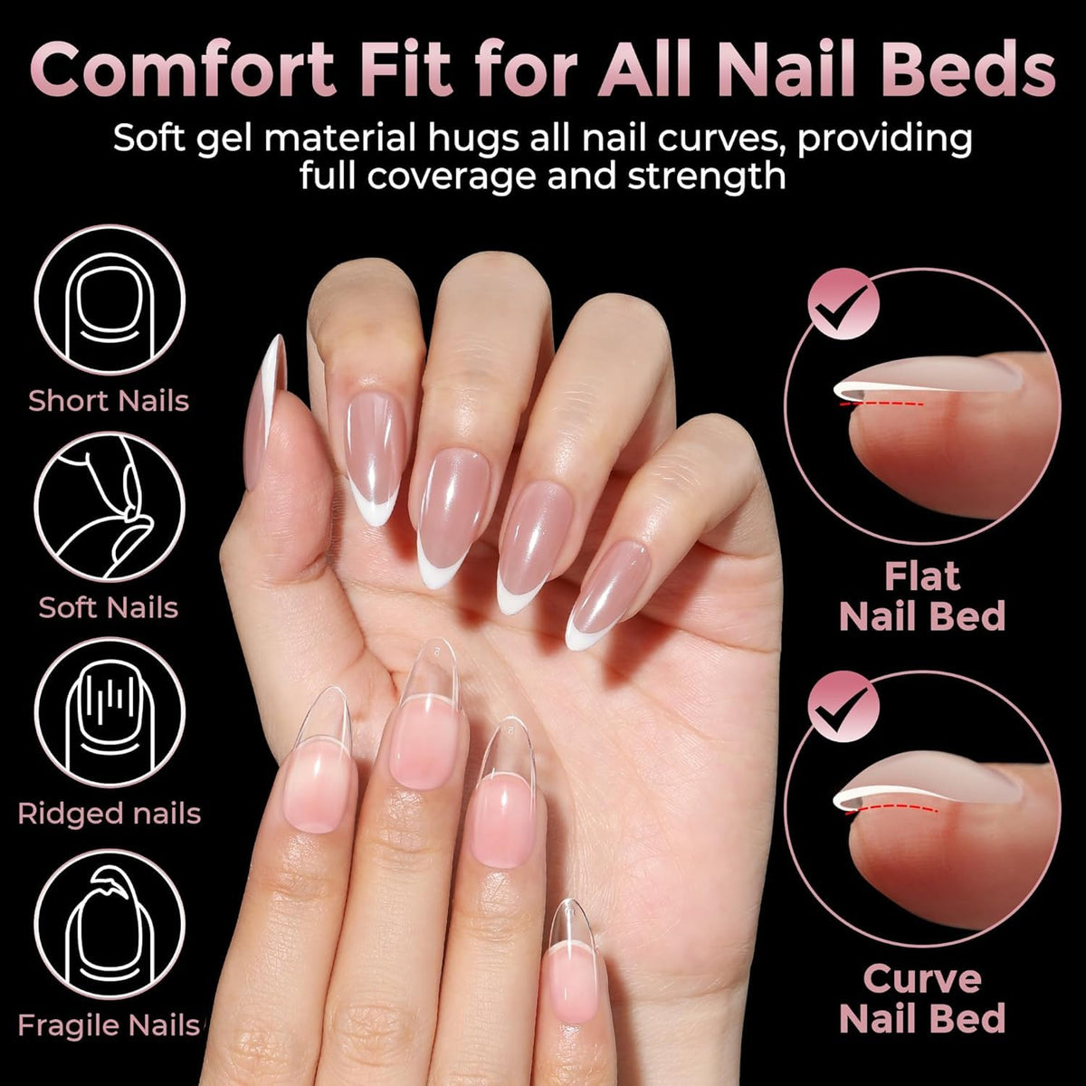 Luckyfairy tips d'ongles en gel souple en différentes tailles