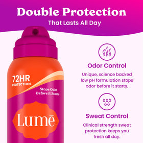 Lume Déodorant Antitranspirant Spray 3 pk vue de côté avec parfum Clean Tangerine