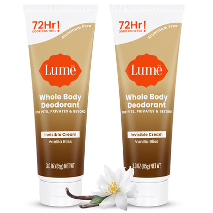 Lume déodorant corps complet tube crème 3 oz, pack de 2