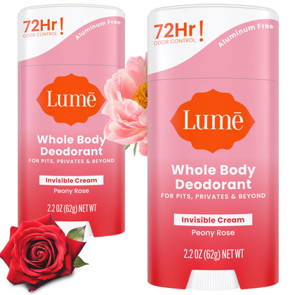 Lume Déodorant Crème Stick Rose Pivoine vue avant avec emballage