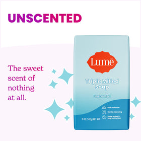 Lume Savon Bar Triple Moulé 5 oz sans parfum, côté