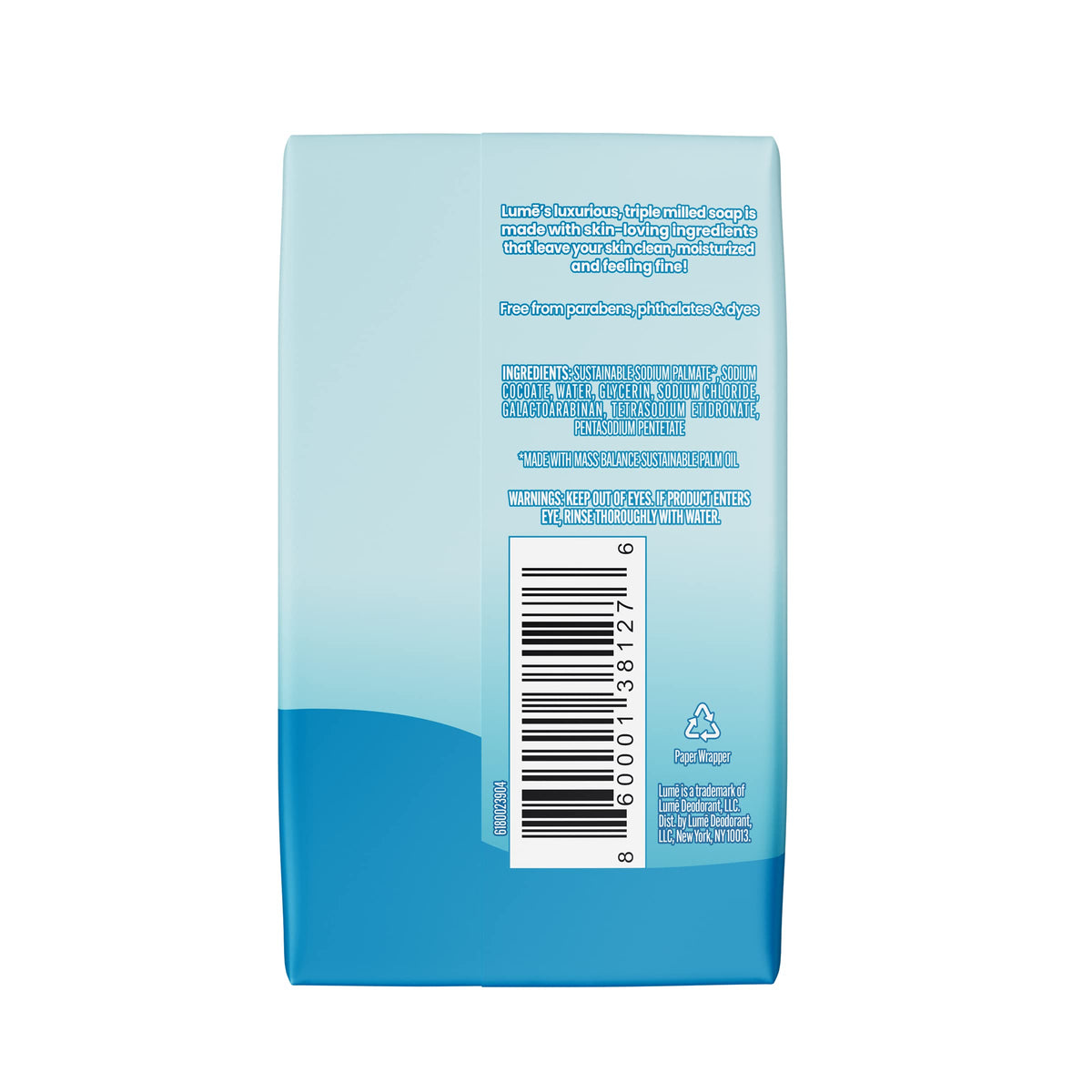 Lume Savon Bar Triple Moulé 5 oz sans parfum, vue arrière