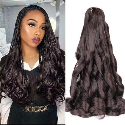 Luoyudu Cheveux Bouclés Français 24 Pouces couleur brun vue avant