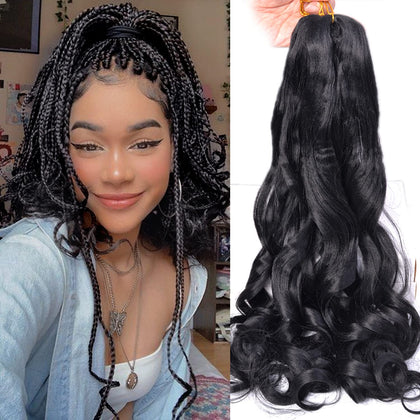 Luoyudu Cheveux Bouclés Français 24 Pouces Noir #1B vue avant