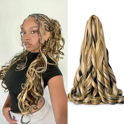 Luoyudu cheveux bouclés français 24 pouces vue de face