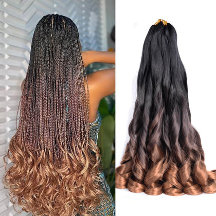 Luoyudu Cheveux Tressés Bouclés Français 16 Pouces, vue de face