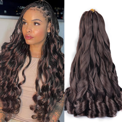 Luoyudu cheveux tressés bouclés français 18 pouces, vue avant