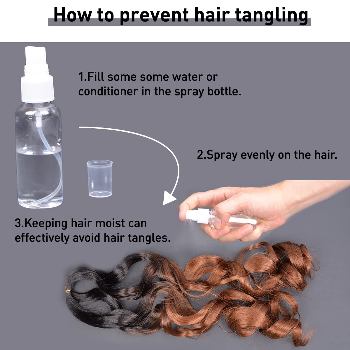 Luoyudu Cheveux Tressés Bouclés Français 24 pouces P27/33/613 avec vaporisateur inclus