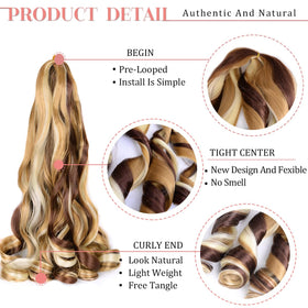 Luoyudu Cheveux Tressés Bouclés Français 24 pouces P27/33/613 détail de la texture