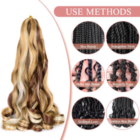 Luoyudu Cheveux Tressés Bouclés Français 24 pouces P27/33/613 en différentes coiffures