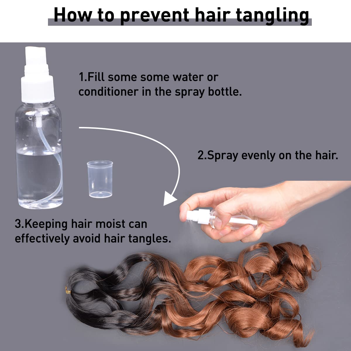Luoyudu Cheveux Tressés Bouclés Français 24 Pouces Rose, enroulé et prêt à tresser