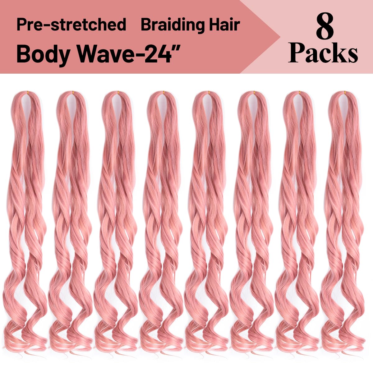 Luoyudu Cheveux Tressés Bouclés Français 24 Pouces Rose, style de tresse