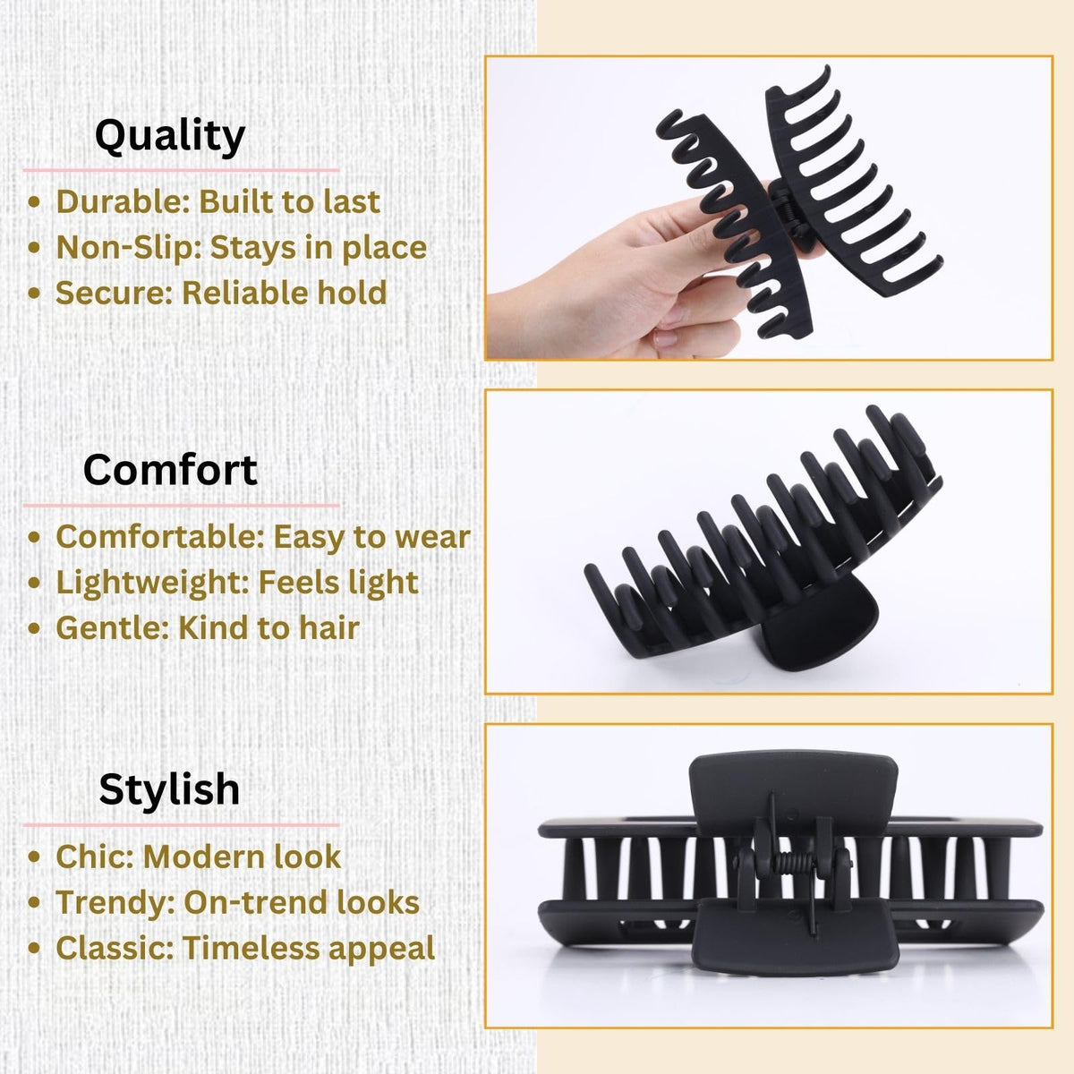 LuSeren clips à cheveux noirs en train de maintenir des cheveux bouclés
