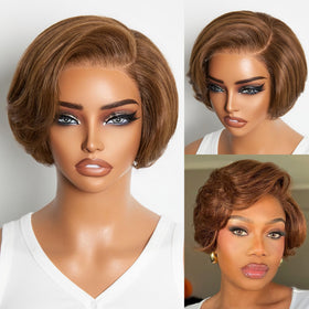 LUVME HAIR perruque courte pixie 6" châtaigne vue de face