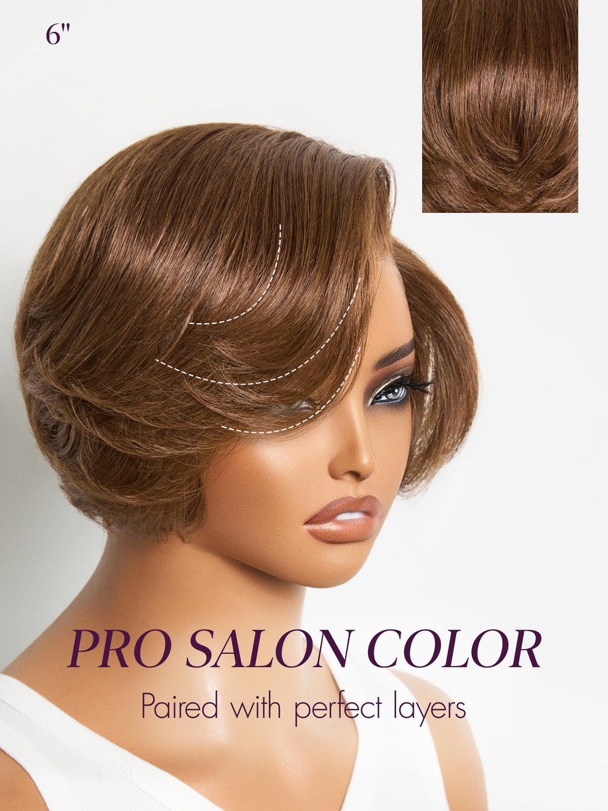 LUVME HAIR perruque courte pixie avec frange sur présentoir