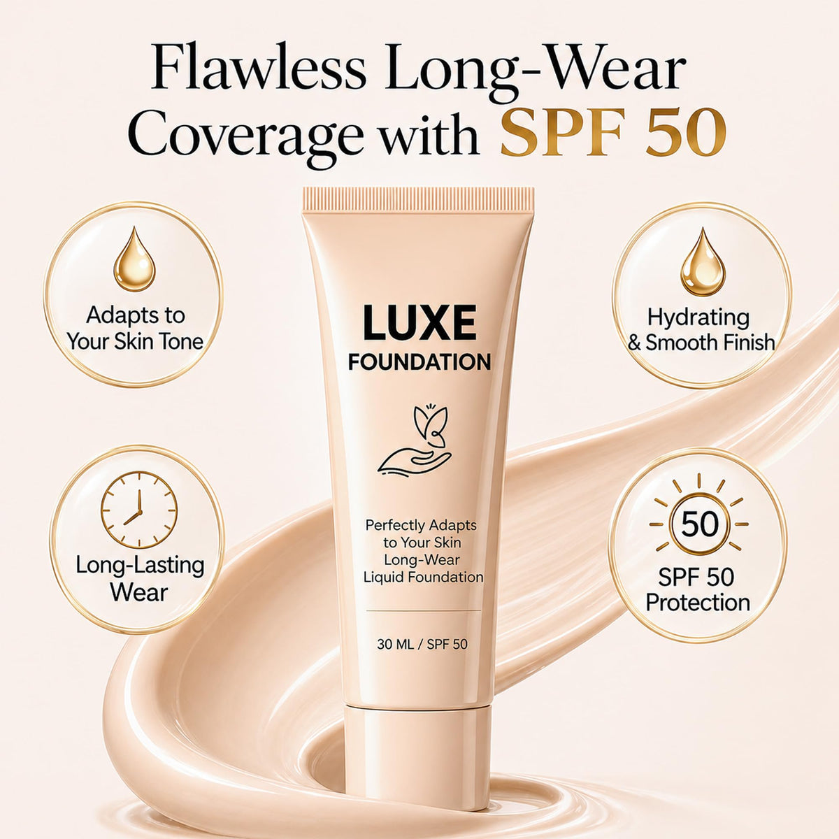 LUXE FOUNDATION Fond de Teint Adaptatif 30 ML texture crème
