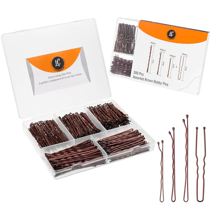 Luxurecourt Épingle à Cheveux Brunes set de 300 pièces avec rangement