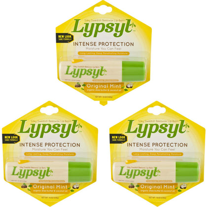 Lypsyl Baume à Lèvres Menthe Original 3-Pack avec emballage