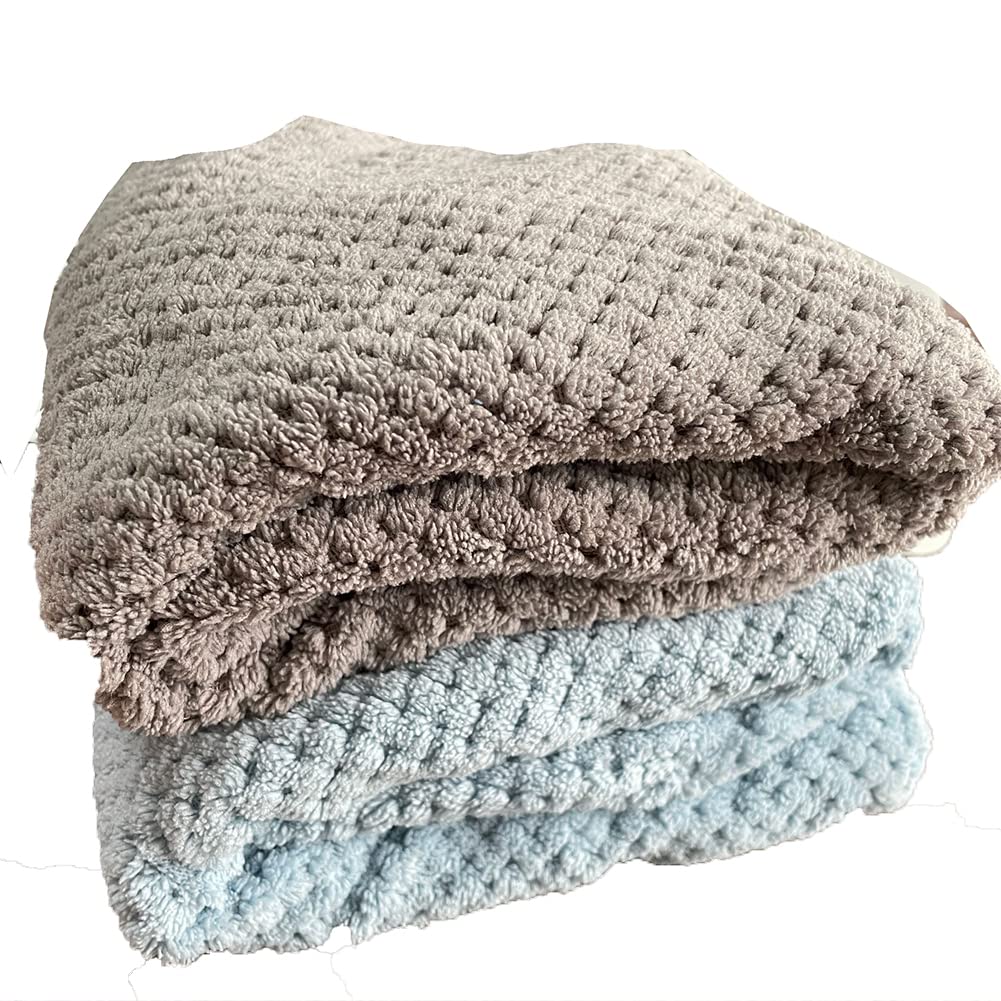 M-bestl pack de serviettes de cheveux en microfibre grises et bleues