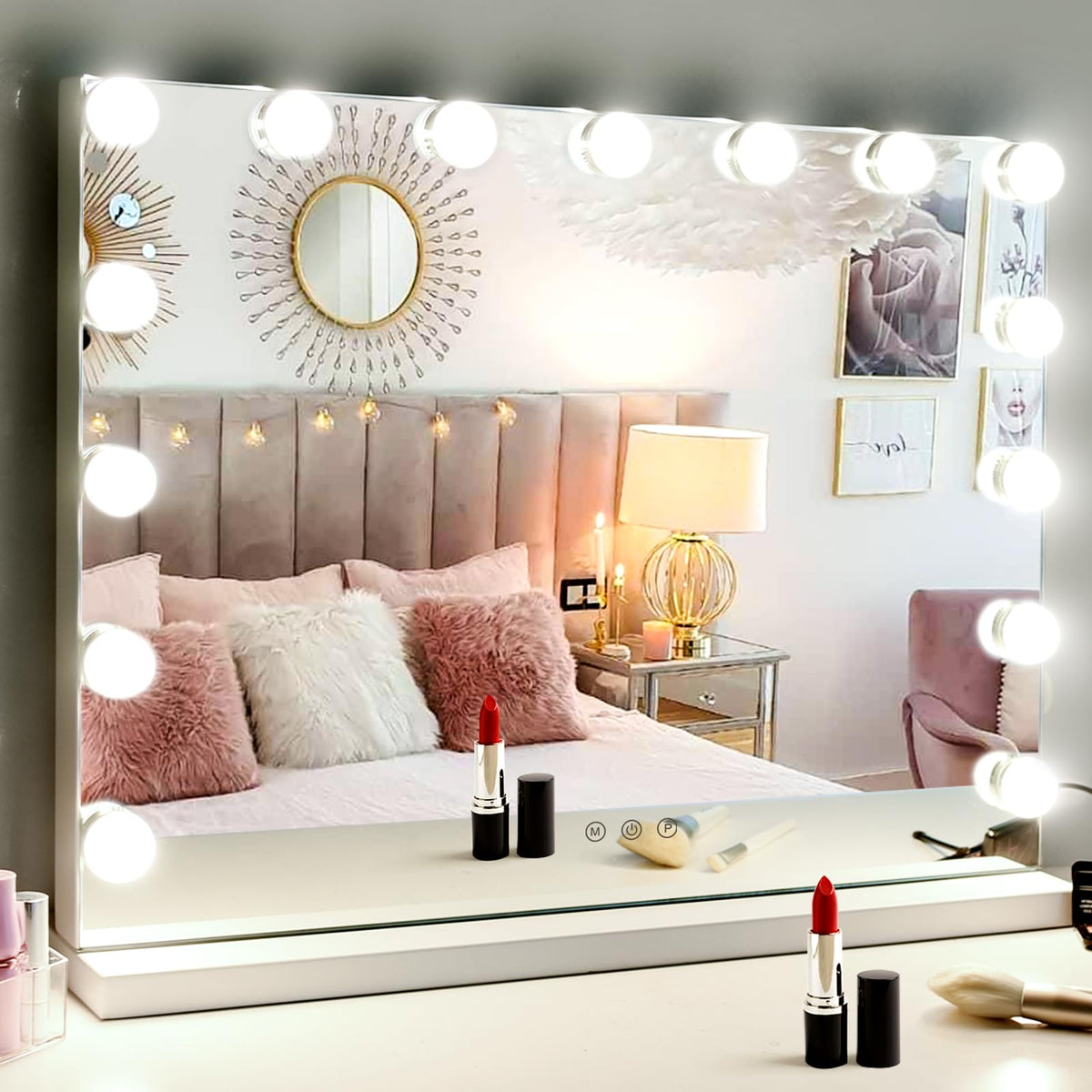 M MIVONDA miroir de maquillage éclairé avec 15 ampoules LED