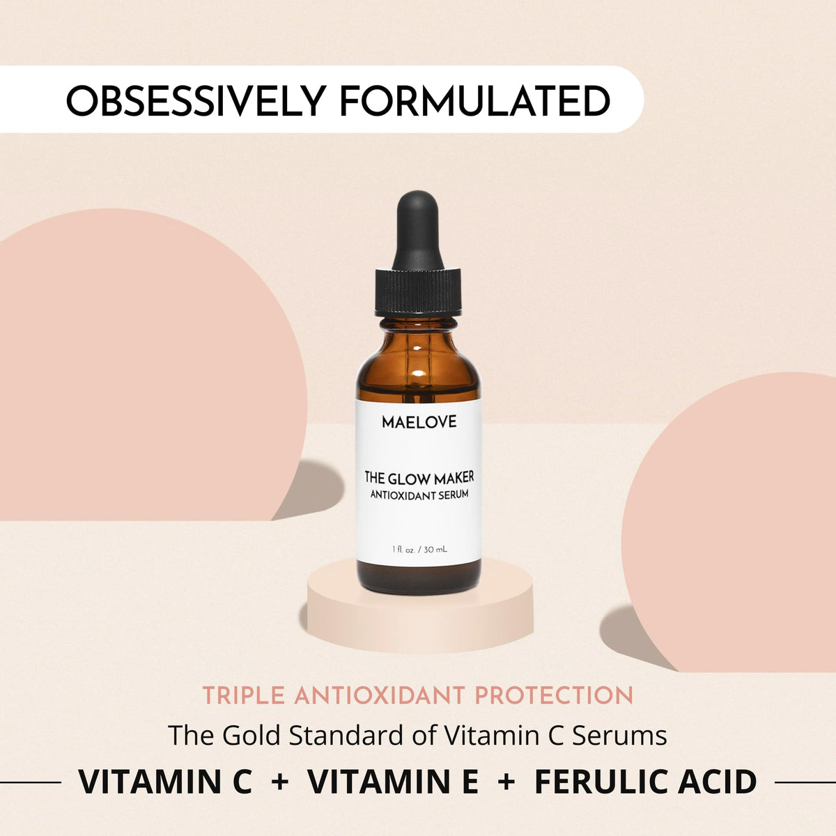 MAELOVE Glow Maker Sérum Vitamine C 15% avec ingrédients principaux