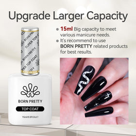 Mains avec ongles soignés utilisant Born Pretty top coat
