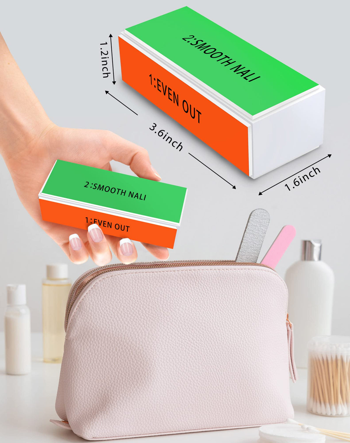 Mains utilisant le Bloc à Ongles MARYTON pour une brillance naturelle