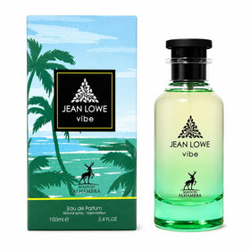 Maison Alhambra Jean Lowe Vibe Eau de Parfum avec des agrumes en arrière-plan